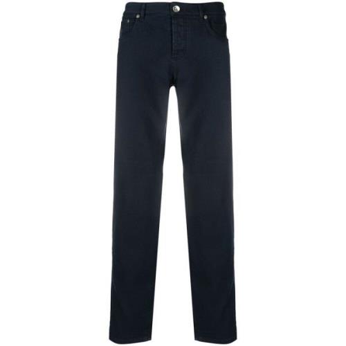 Donkerblauwe Denim Straight-Leg Jeans Brunello Cucinelli , Blue , Here...