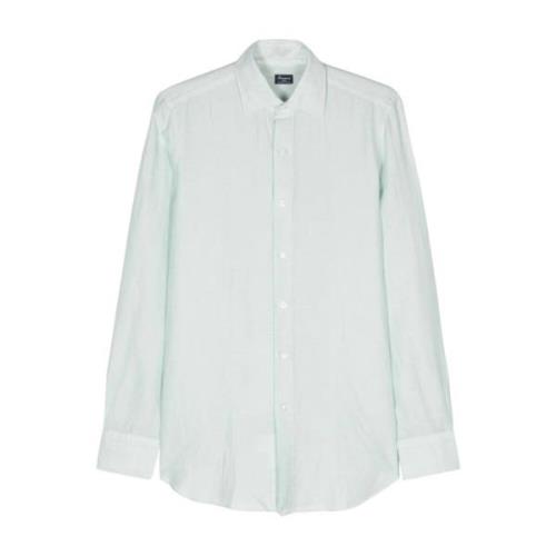 Groene Linnen-Katoen Slub Shirt Finamore , White , Heren