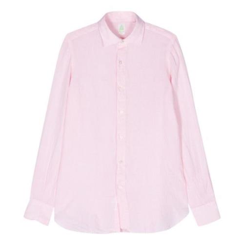 Italiaans Linnen Overhemd Finamore , Pink , Heren