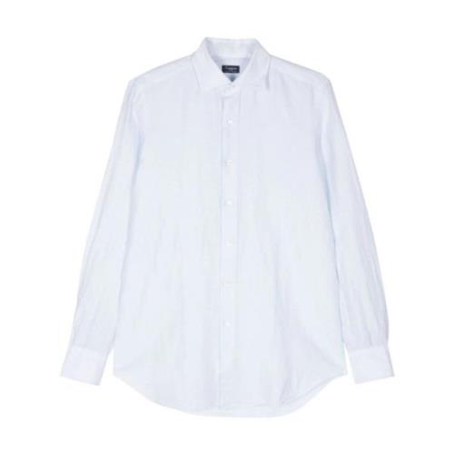 Lichtblauw Linnen-Katoen Overhemd Finamore , White , Heren