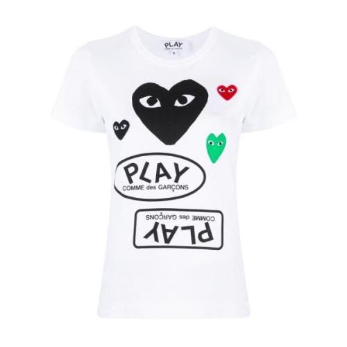 Hart Logo Print Wit T-shirt Comme des Garçons Play , White , Dames