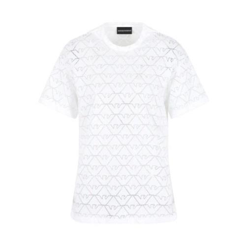 Casual Katoenen T-shirt Emporio Armani , White , Dames