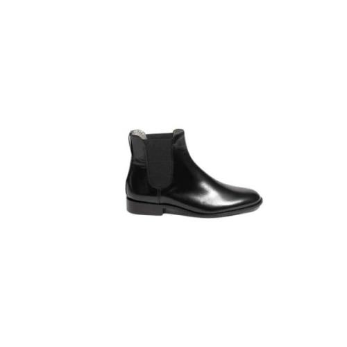 Klassieke Zwarte Leren Chelsea Boots Ines De La Fressange Paris , Blac...