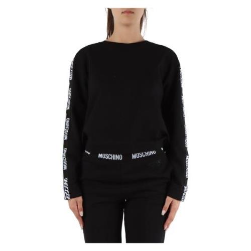 Stretch Katoenen Sweatshirt met Logoprint Moschino , Black , Dames