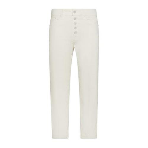Witte Katoenmix Enkel-lengte Jeans Dondup , White , Dames