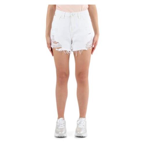 Denim Distressed Shorts met Vijf Zakken Guess , White , Dames