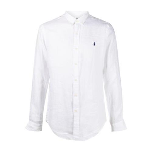 Witte Lange Mouw Sportoverhemd Polo Ralph Lauren , White , Heren