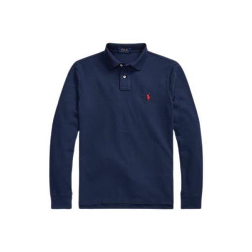 Navy Polo met Lange Mouwen Polo Ralph Lauren , Blue , Heren