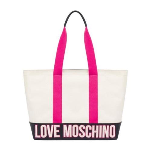 Beige Textiel Winkel Tas Moschino , Beige , Dames