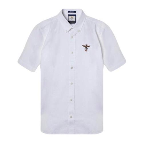 Korte Mouw Oxford Overhemd Wit Aeronautica Militare , White , Heren