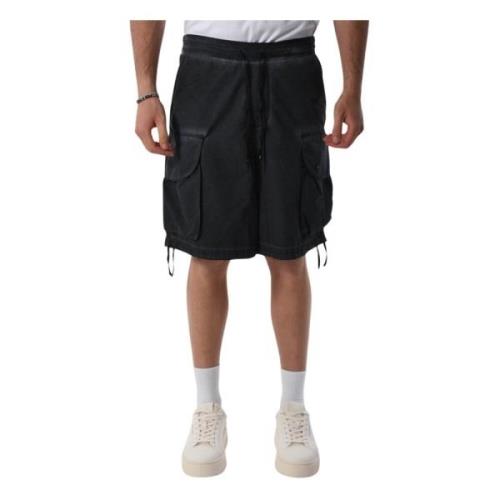 Cargo Bermuda shorts met elastische taille A Paper Kid , Black , Heren