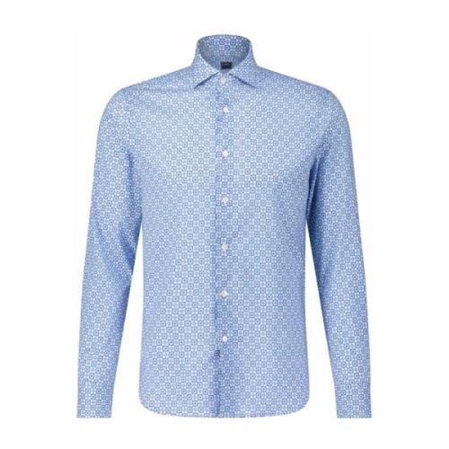 Lente/Zomer Katoenen Shirt met Print Fedeli , Blue , Heren