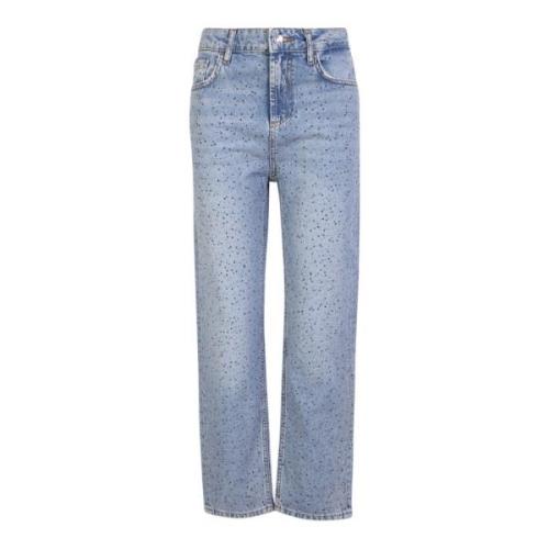 Blauwe cropped jeans met hoge taille en strass versiering Liu Jo , Blu...