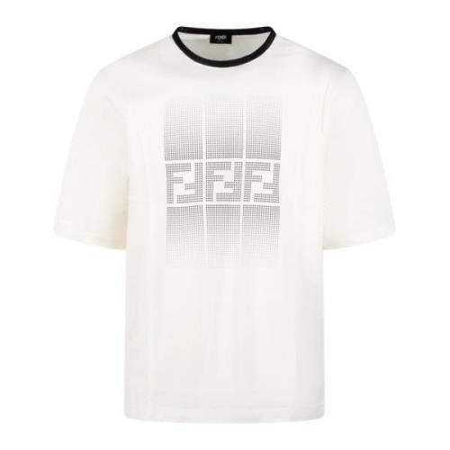 Gradient Print T-Shirt Casual Stijl Fendi , White , Heren