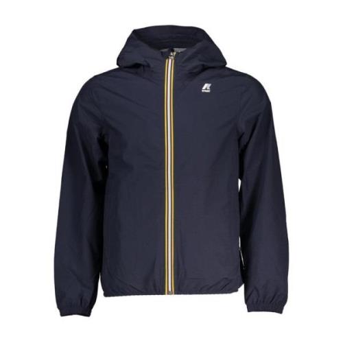 Blauwe Waterdichte Sportjas met Capuchon K-Way , Blue , Heren