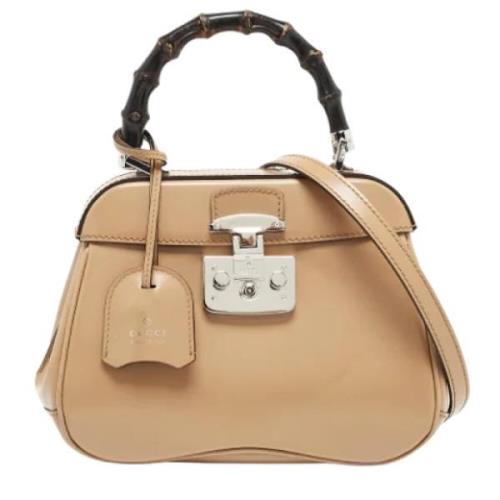 Pre-owned Leather handbags Gucci Vintage , Beige , Dames