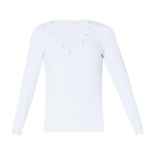 Witte Geribbelde Sweater Liu Jo , White , Dames