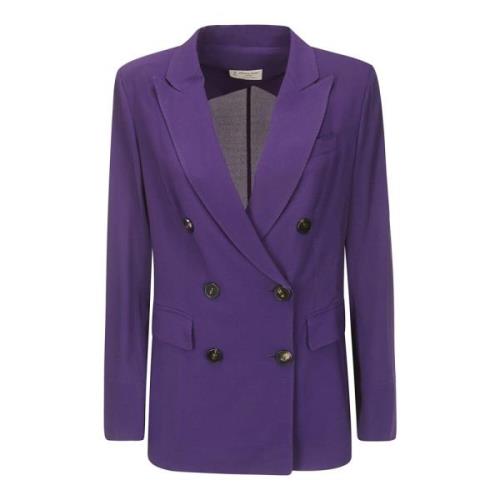 Georgette Double-Breasted Jacket Alberto Biani , Purple , Dames