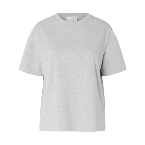 Zwart Essential Boxy Tee Selected Femme , Gray , Dames