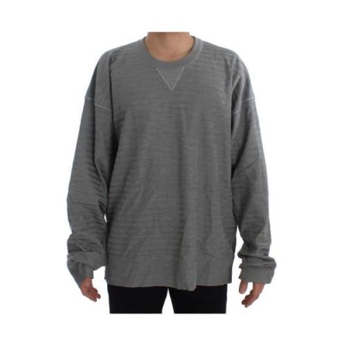 Zijden Grijze Crewneck Sweater Dolce & Gabbana , Gray , Heren