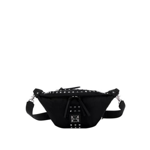 Studded Nylon Crossbody Bag Zwart La Carrie , Black , Dames