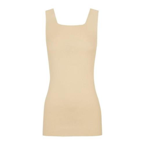 Zijden en katoenen vierkante hals top Cortana , Beige , Dames