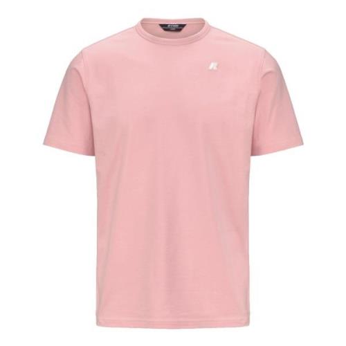 Heren Stretch Katoen Jersey T-shirt K-Way , Pink , Heren