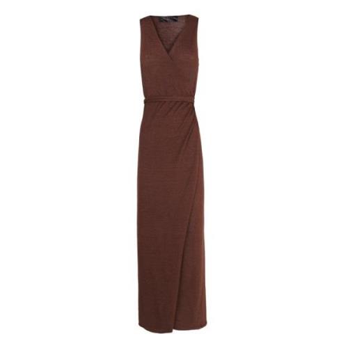 Bordeaux Linnen Zijde Wrap Jurk Cortana , Brown , Dames