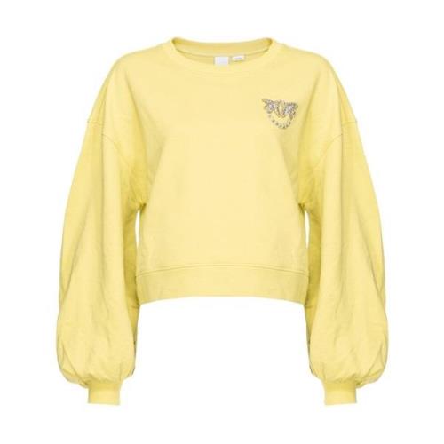 Gele geborduurde juweel sweatshirt Ceresole Pinko , Yellow , Dames