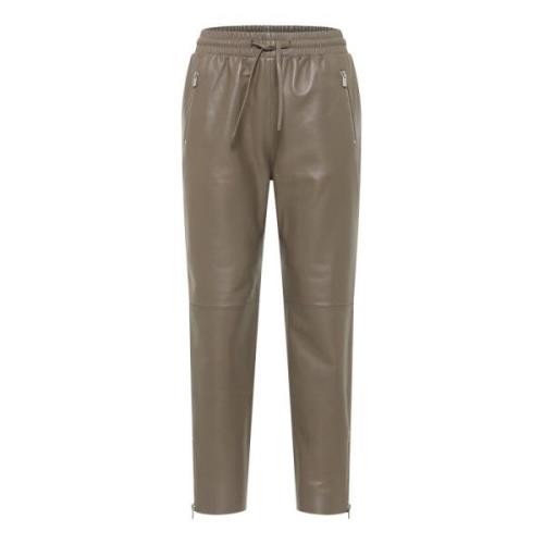 Stijlvolle Lederen Broek Carlo Colucci , Brown , Dames