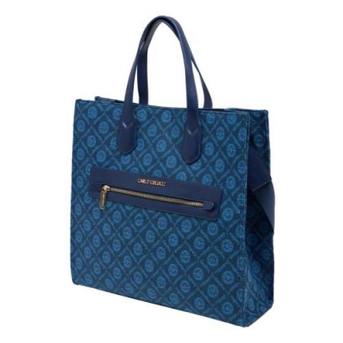 Elegante Totebag met Logoprint Carlo Colucci , Blue , Dames