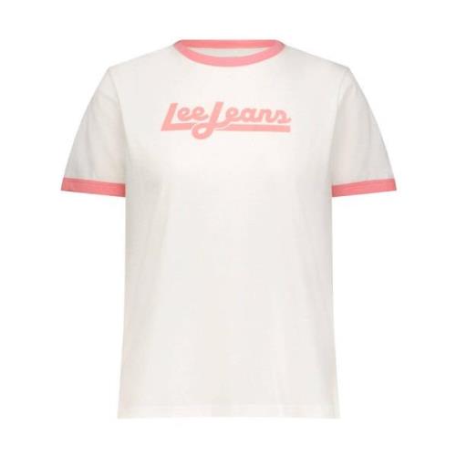 Dames Ringer T-shirt van 100% katoen Lee , Beige , Dames