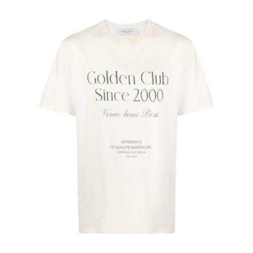 Versleten Slogan Print Crew Neck T-shirt Golden Goose , White , Heren