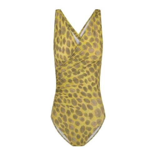 Feline Print Badpak van Polyamide Cortana , Yellow , Dames