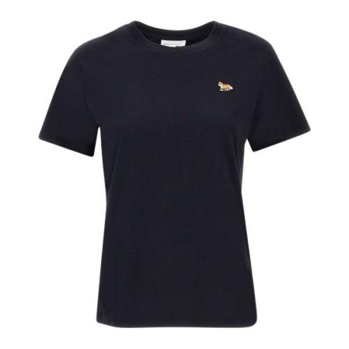 Zwarte katoenen T-shirt met vossenlogo Maison Kitsuné , Black , Dames