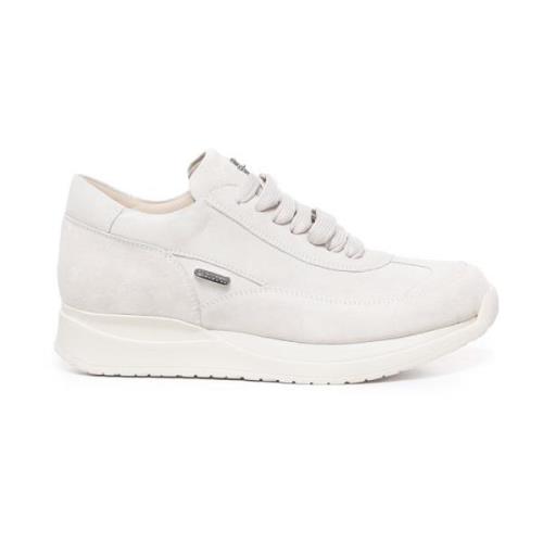 Witte Suède Stalen Logo Sneakers Paciotti , White , Dames