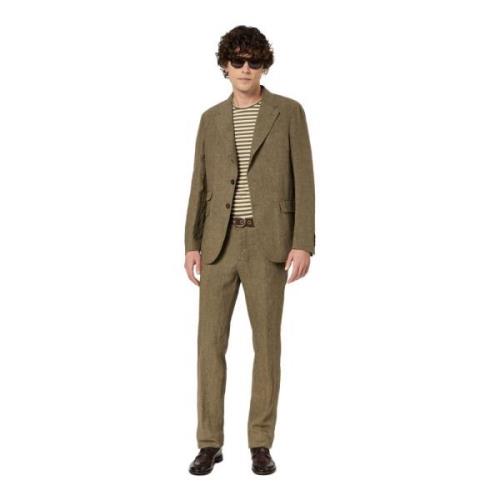 Casual Deconstructed Linen Suit Massimo Alba , Green , Heren