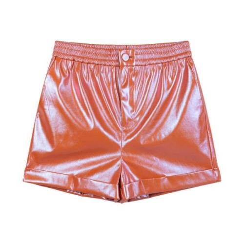 Glanzende PU Dames Shorts Lynn Refined Department , Orange , Dames