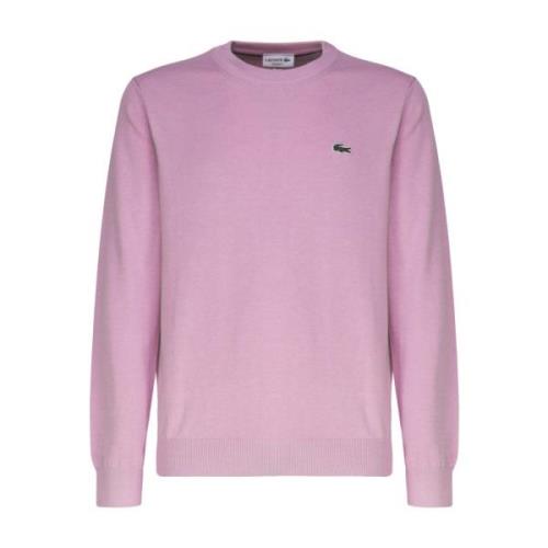 Crew Neck Sweater met Iconisch Logo Lacoste , Pink , Heren