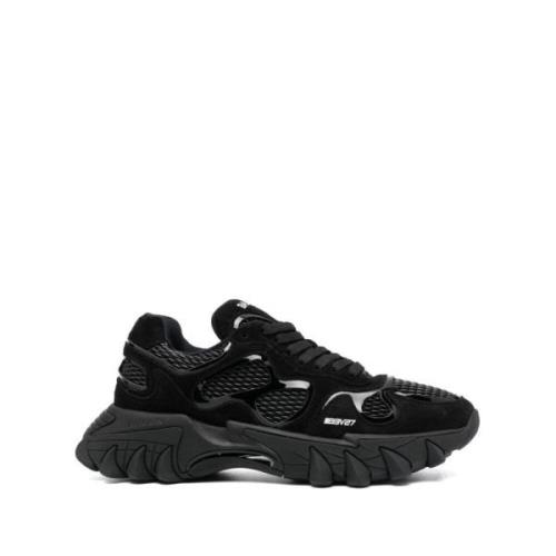 Zwarte Suède Mesh Casual Sneakers Balmain , Black , Heren