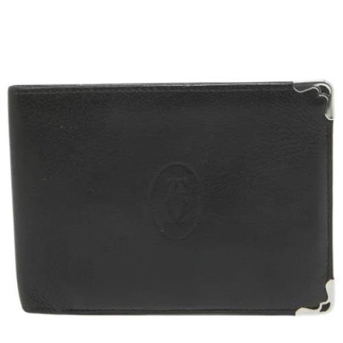 Pre-owned Leather wallets Cartier Vintage , Black , Heren