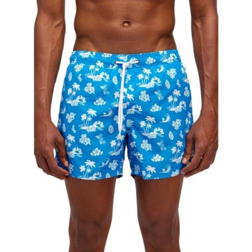 Hibiscus Modello Beach Boxer Shorts Sundek , Blue , Heren