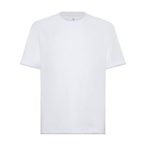 Katoenen Jersey Crew Neck T-shirts Brunello Cucinelli , White , Heren