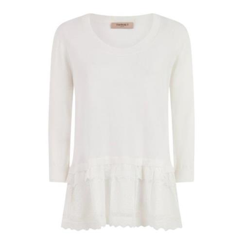 Witte Sangallo Blouse met Ruches Twinset , White , Dames