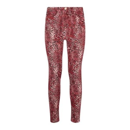 Leopard Peonia Slim Fit Kleurrijke Broek Elisabetta Franchi , Multicol...