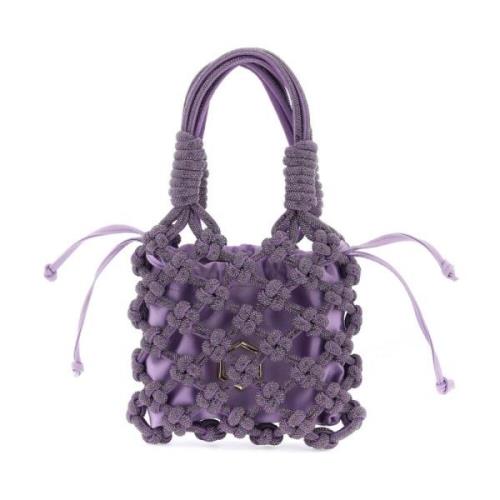 Kristal Draad Geweven Mesh Handtas Hibourama , Purple , Dames