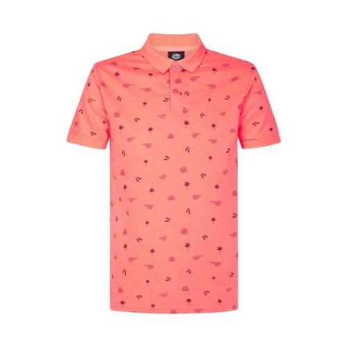 Korte Mouw Polo Shirt in Vurig Koraal Petrol , Pink , Heren