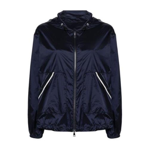 Blauwe Lichtgewicht Hooded Jas Moncler , Blue , Dames