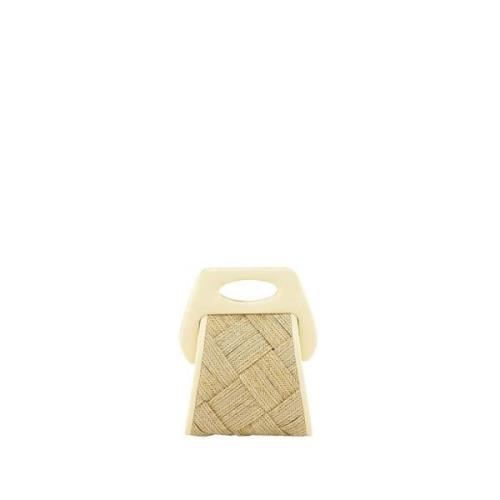 Stro Mini Tote met Afneembare Band THEMOIRè , Yellow , Dames