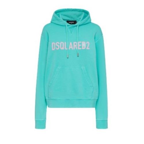 Turquoise Hoodie met Iconisch Logo Dsquared2 , Blue , Dames